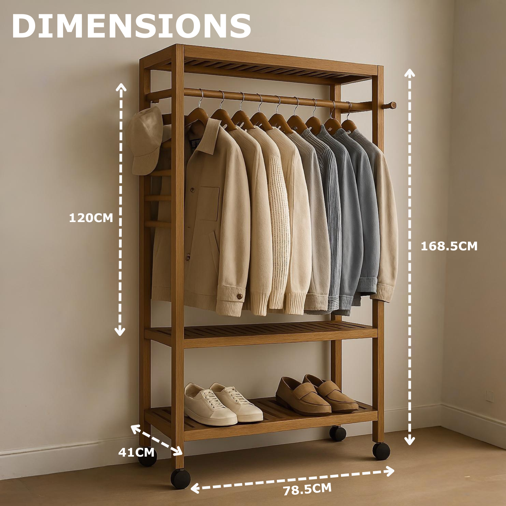 Rolling Clothes Rack - Portable
