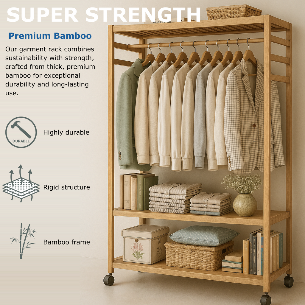 Rolling Clothes Rack - Portable
