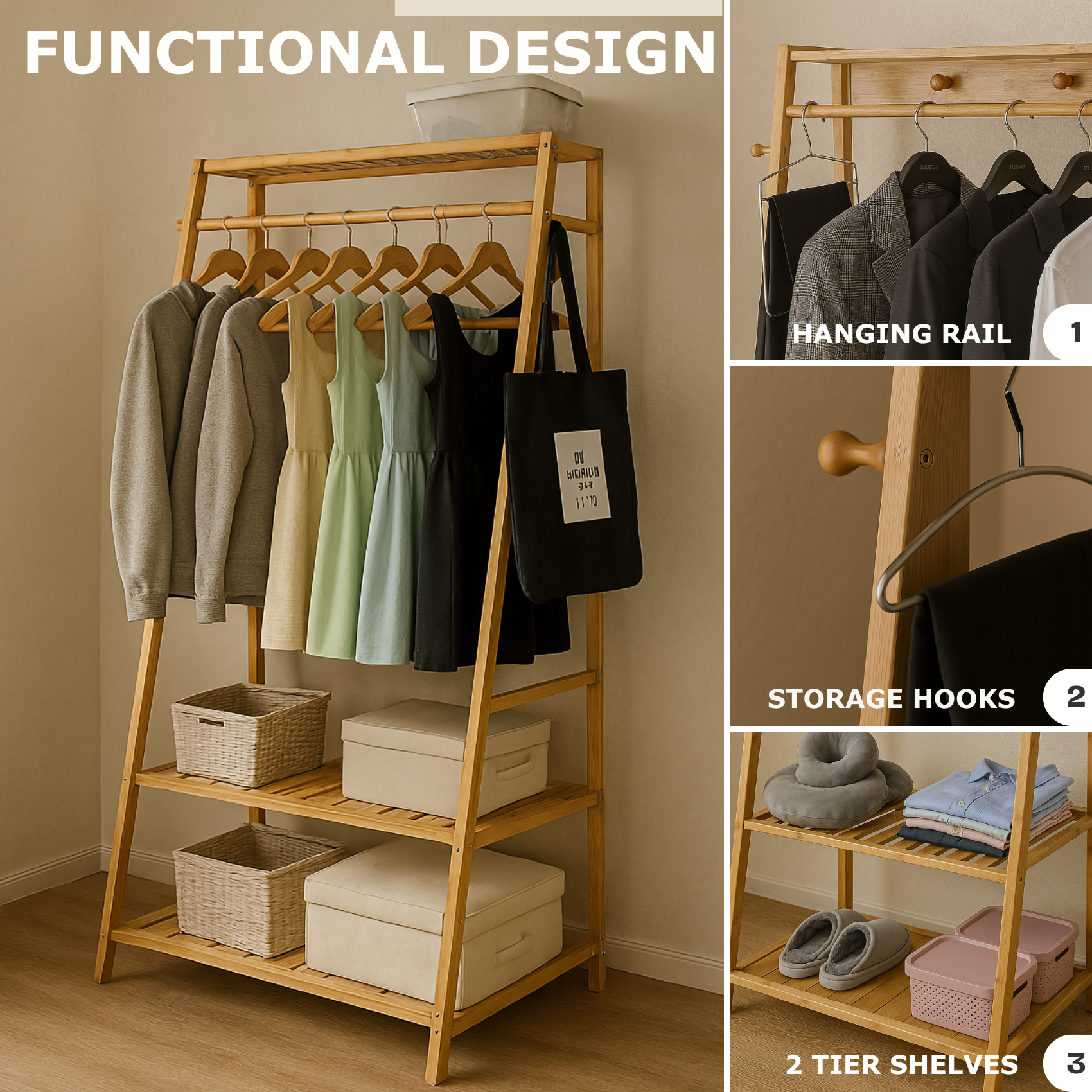Wooden Clothes Rack
